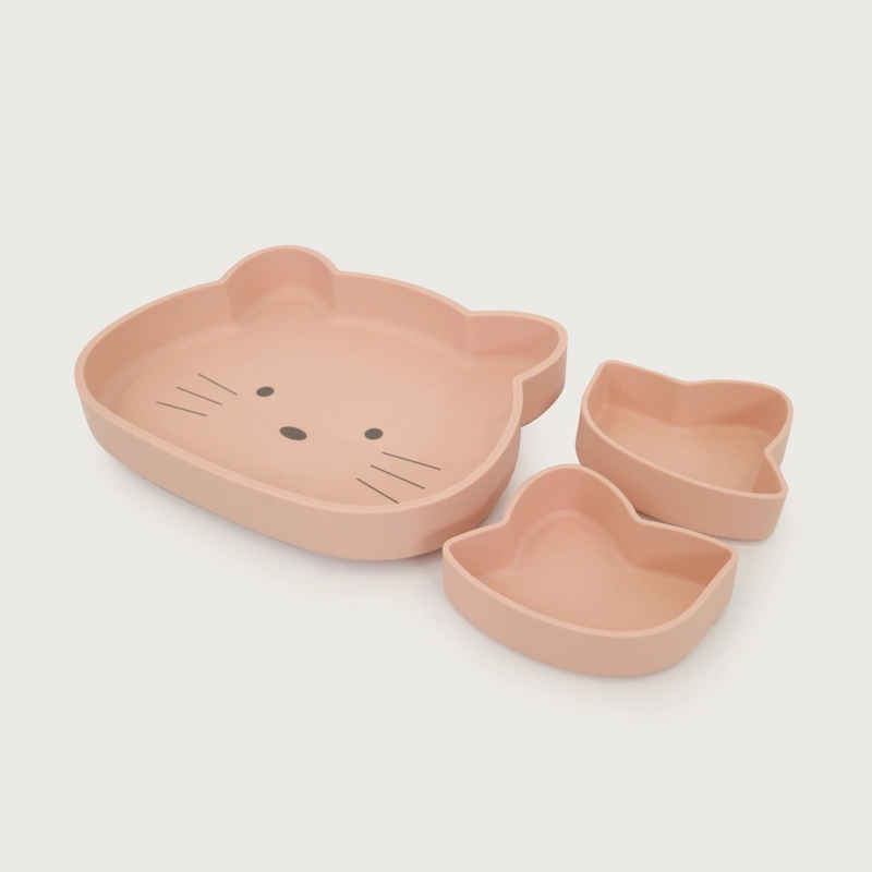 PLATO GATO CON BASE ANTIDESLIZANTE ROSADO OPALINE - 2