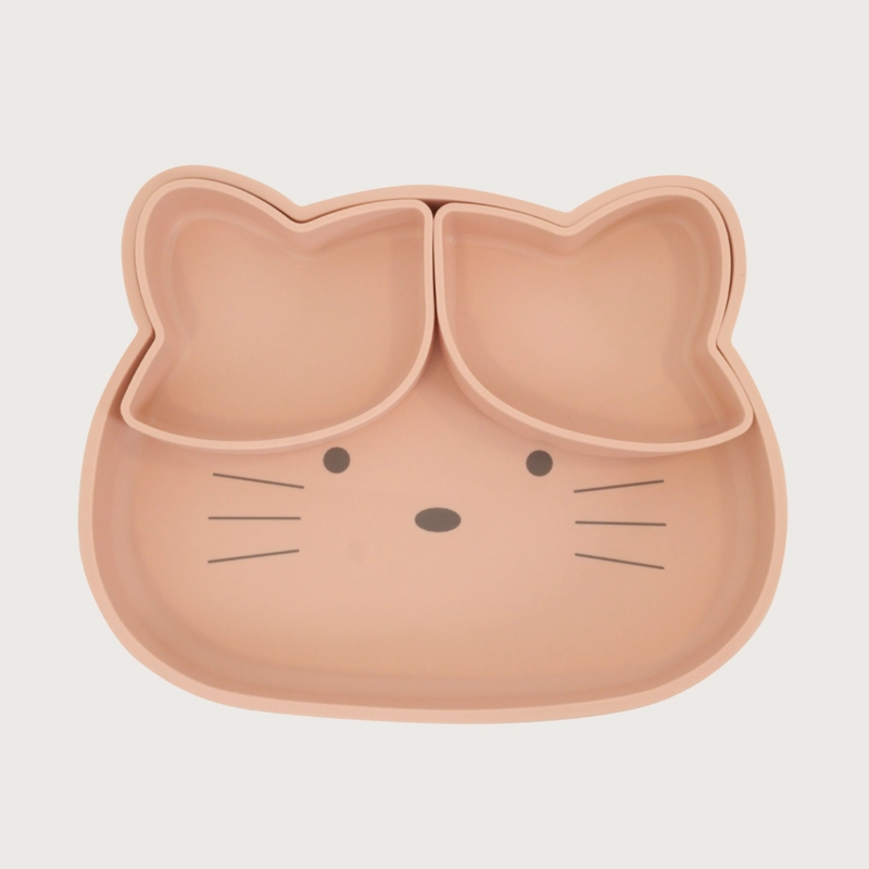 PLATO GATO CON BASE ANTIDESLIZANTE ROSADO OPALINE - 3