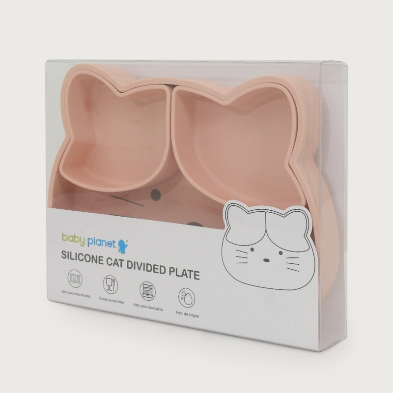 PLATO GATO CON BASE ANTIDESLIZANTE ROSADO OPALINE - 4