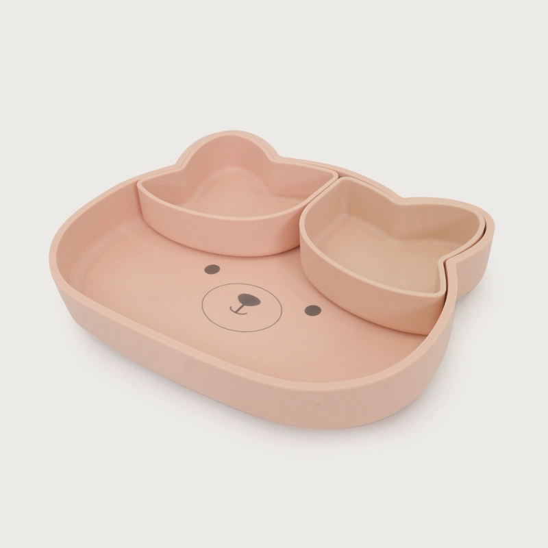 PLATO OSO CON BASE ANTIDESLIZANTE ROSADO OPALINE - 1