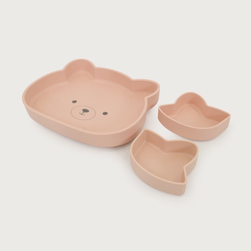 PLATO OSO CON BASE ANTIDESLIZANTE ROSADO OPALINE - 2