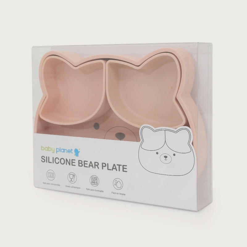 PLATO OSO CON BASE ANTIDESLIZANTE ROSADO OPALINE - 4