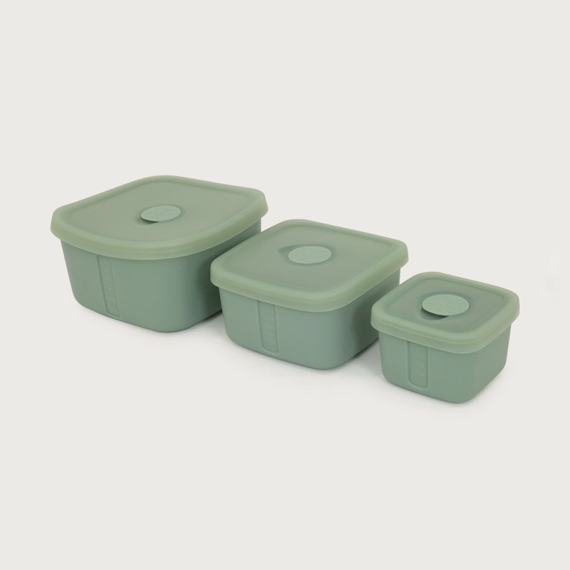 SET 3 CONTENEDORES CUADRADOS CON VARVULA VERDE OPALINE - 1