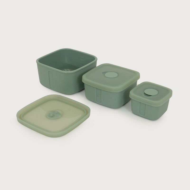 SET 3 CONTENEDORES CUADRADOS CON VARVULA VERDE OPALINE - 2