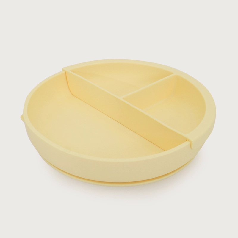 PLATO REDONDO CON BASE ANTIDESLIZANTE DIVIDOR AMARILLO OPALINE - 1