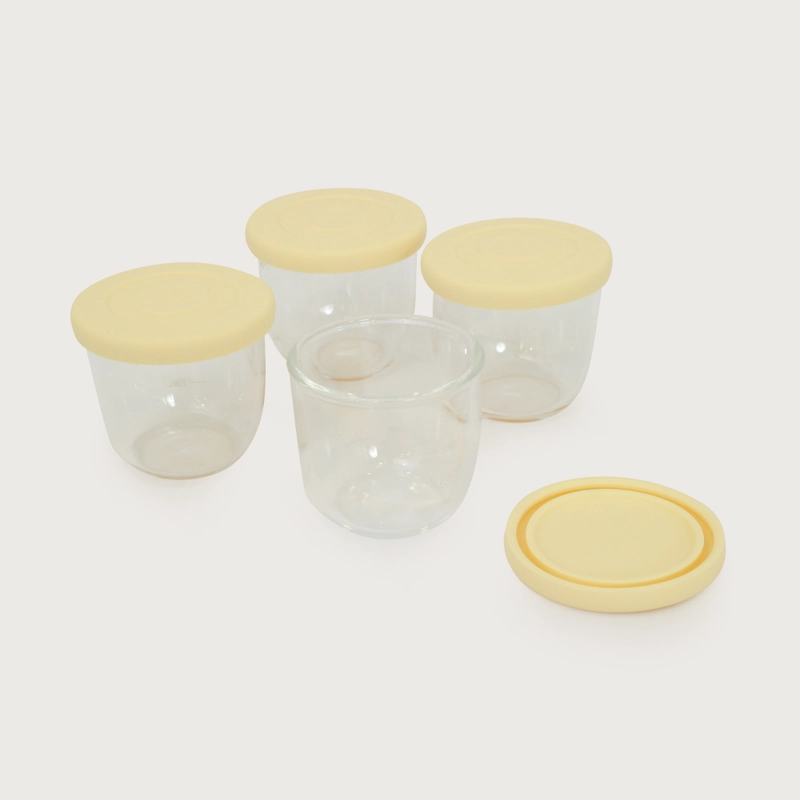 SET FRASCOS SNACK VIDRIO 4 UDS AMARILLO OPALINE - 1