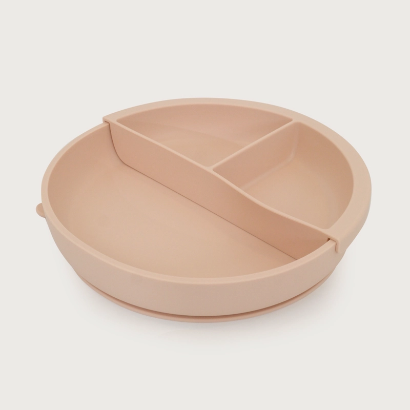PLATO REDONDO CON BASE ANTIDESLIZANTE Y DIVISOR ROSADO OPALINE - 1