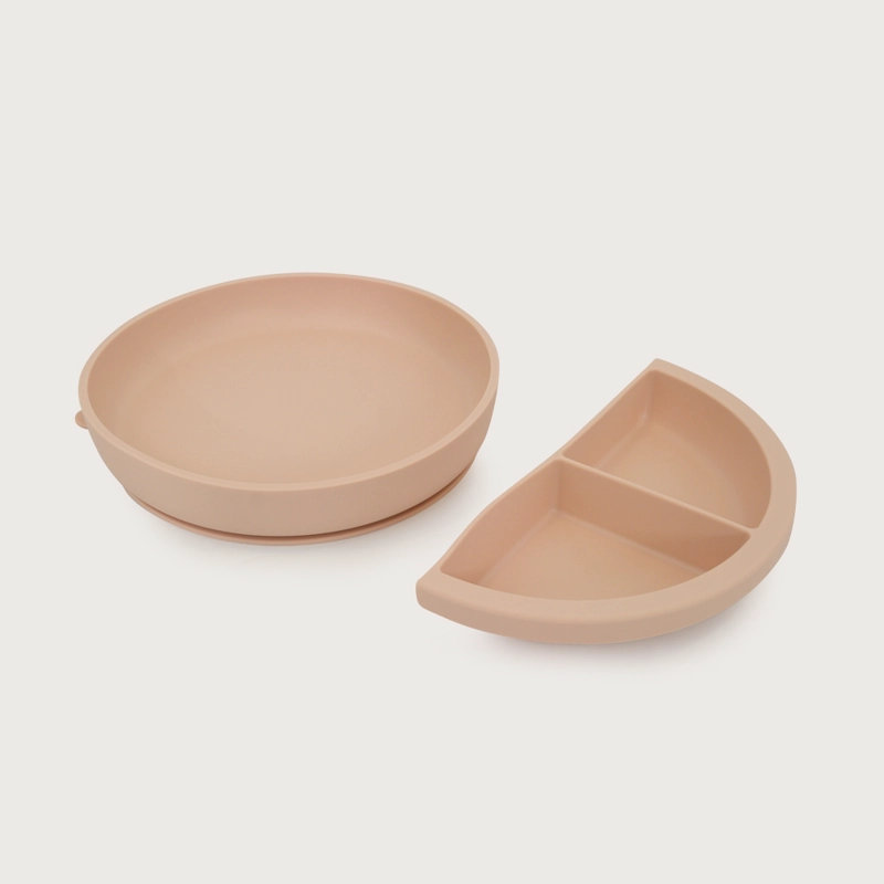 PLATO REDONDO CON BASE ANTIDESLIZANTE Y DIVISOR ROSADO OPALINE - 2