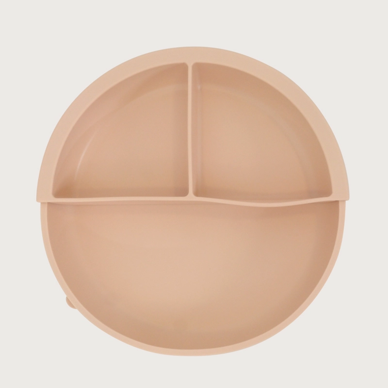 PLATO REDONDO CON BASE ANTIDESLIZANTE Y DIVISOR ROSADO OPALINE - 3