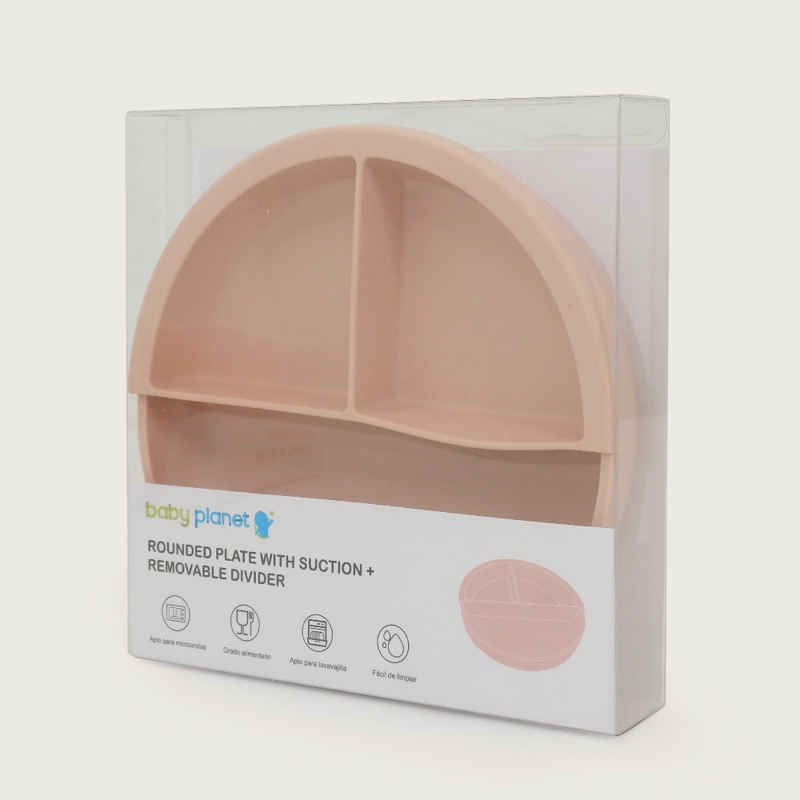 PLATO REDONDO CON BASE ANTIDESLIZANTE Y DIVISOR ROSADO OPALINE - 4