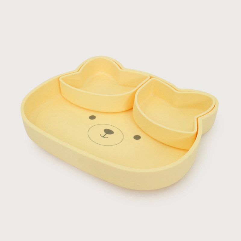 PLATO OSO CON BASE ANTIDESLIZANTE AMARILLO OPALINE - 1
