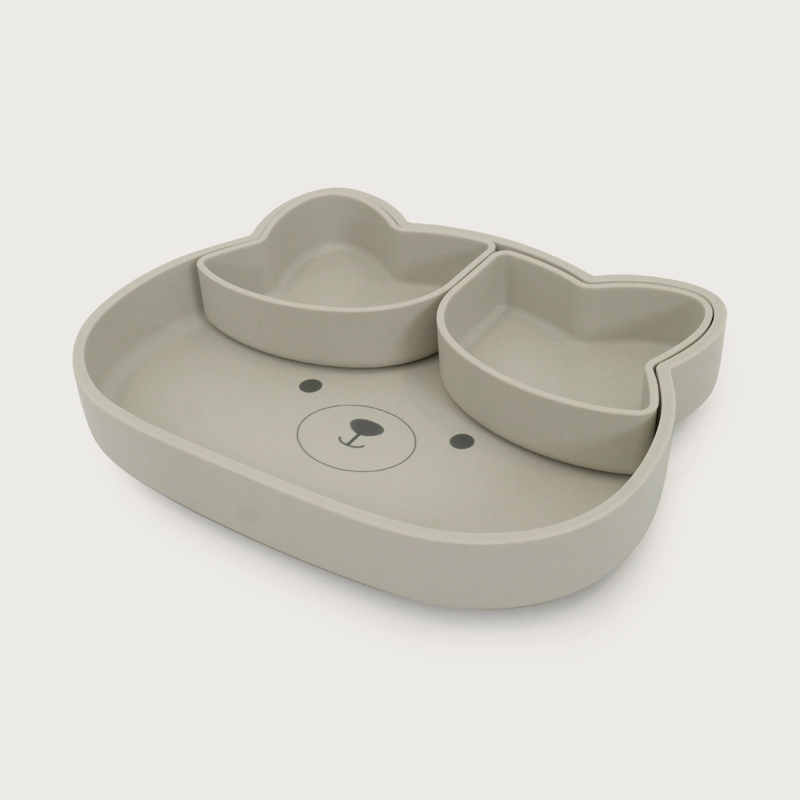 PLATO OSO CON BASE ANTIDESLIZANTE GRIS OPALINE - 1