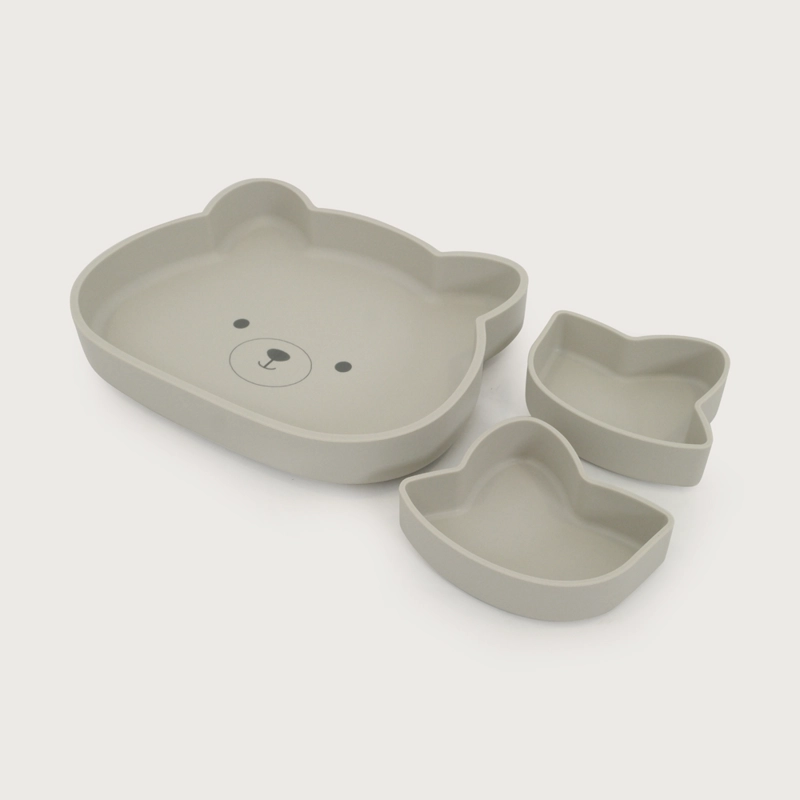 PLATO OSO CON BASE ANTIDESLIZANTE GRIS OPALINE - 2