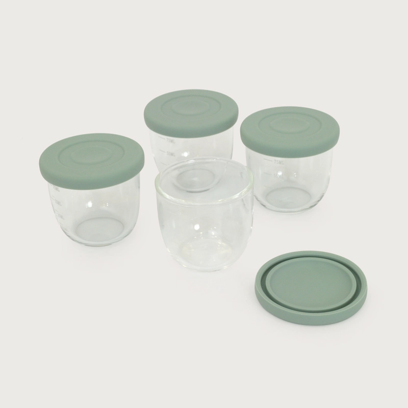 SET FRASCOS SNACK VIDRIO 4 UDS VERDE OPALINE - 1