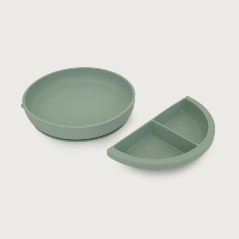 PLATO REDONDO CON BASE ANTIDESLIZANTE Y DIVIDOR VERDE OPALINE - 1
