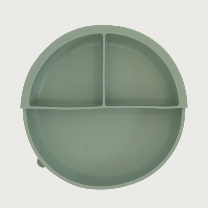 PLATO REDONDO CON BASE ANTIDESLIZANTE Y DIVIDOR VERDE OPALINE - 2