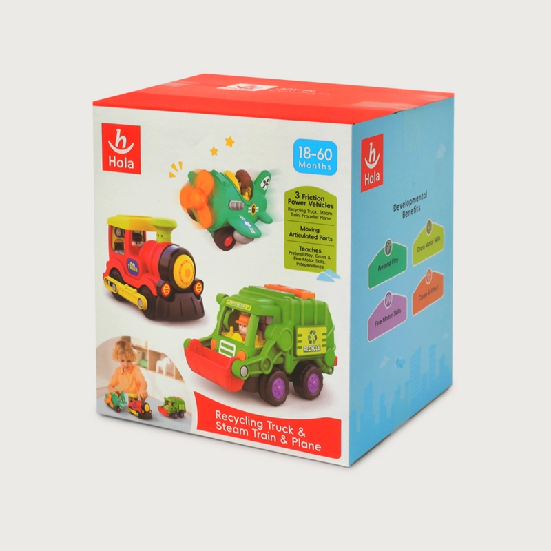 SET CAMION DE RECICLAJE + TREN Y AVION A VAPOR OPALINE - 3
