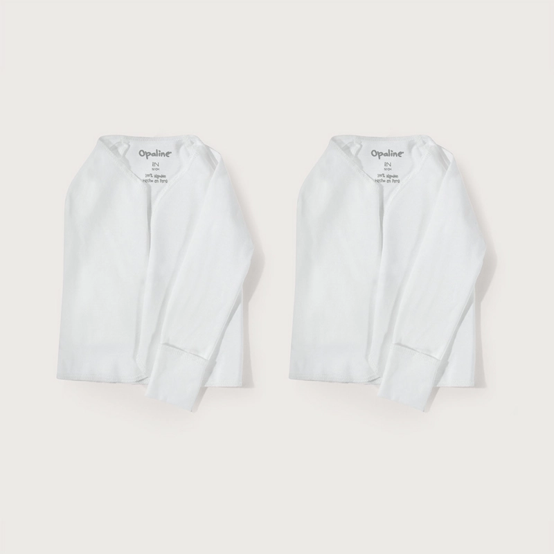 PACK DE 2 CAMISETAS GUANTE BLANCAS BEBE OPALINE - 1