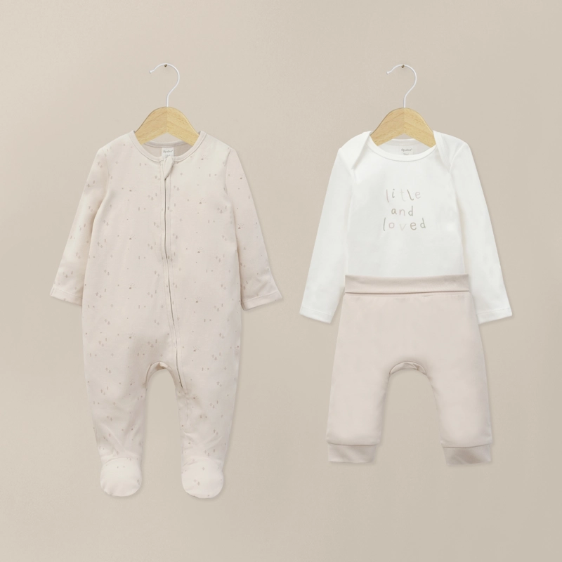 CONJUNTO 3 PIEZAS BEBE UNISEX CREMA OPALINE - 1