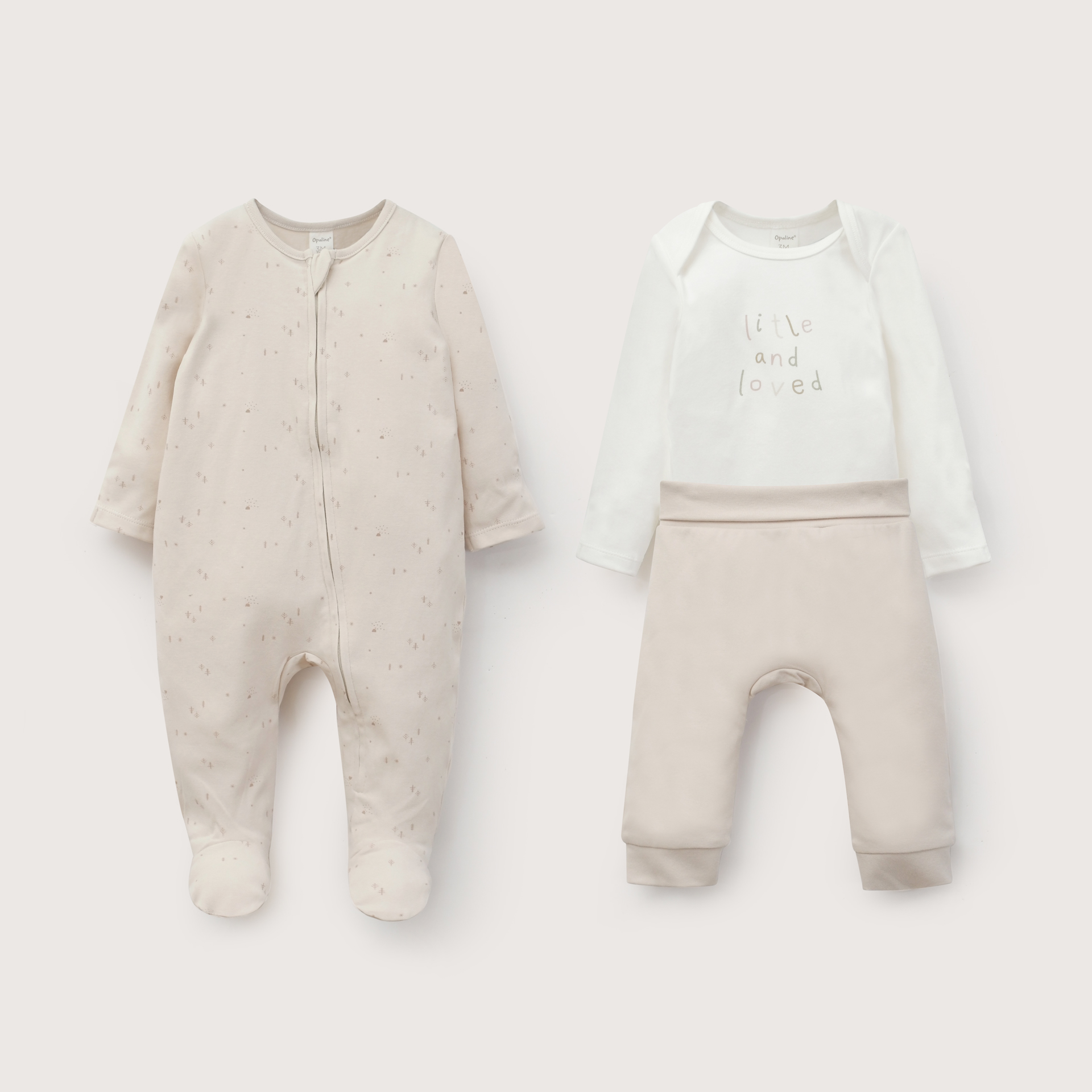 CONJUNTO 3 PIEZAS BEBE UNISEX CREMA OPALINE - 2