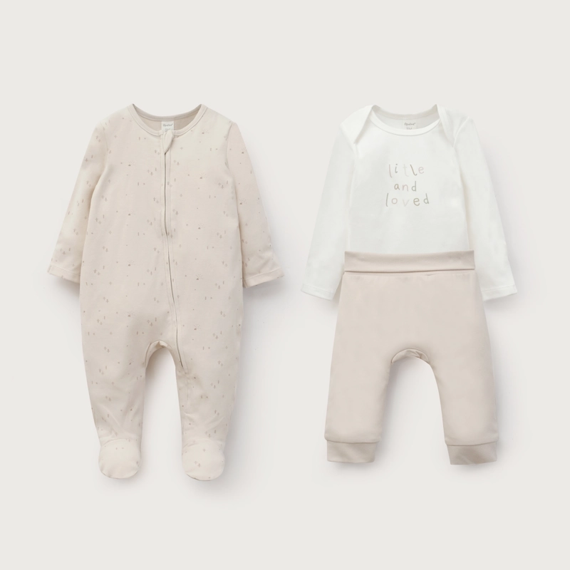 CONJUNTO 3 PIEZAS BEBE UNISEX CREMA OPALINE - 2