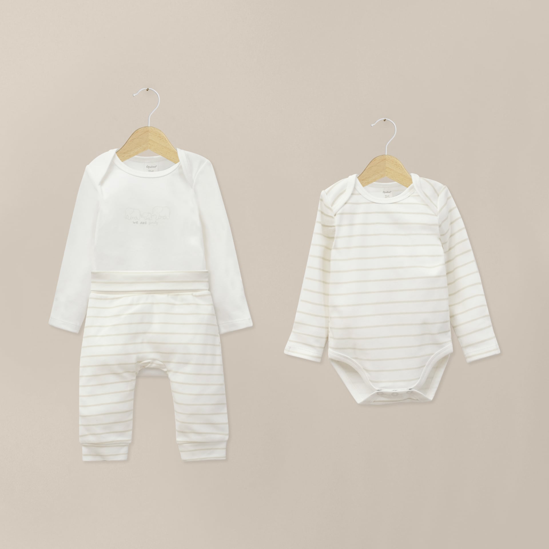 CONJUNTO BODIES BEBE UNISEX BLANCO OPALINE - 1