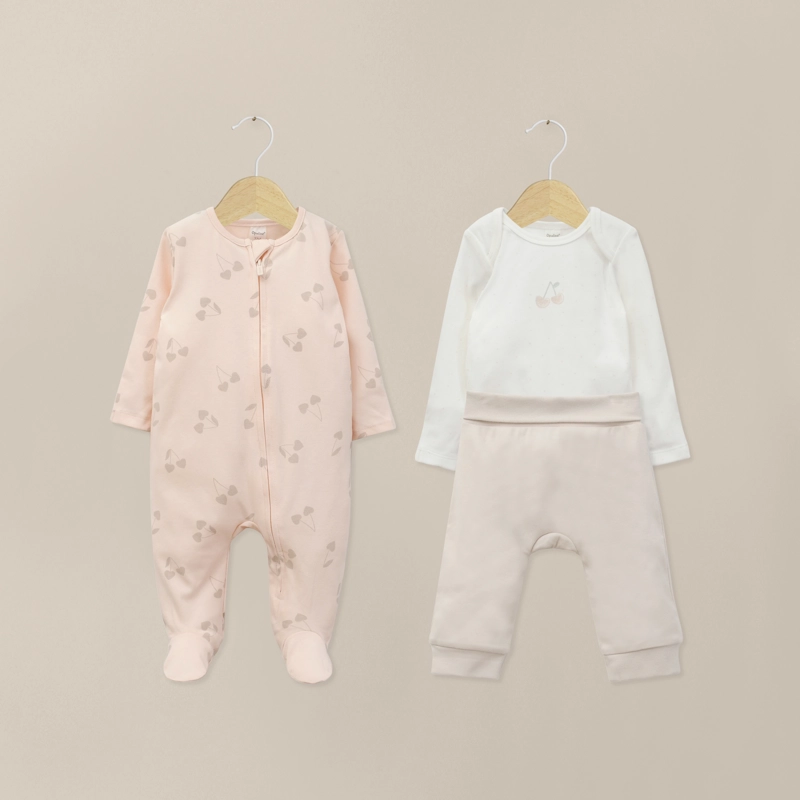 CONJUNTO 3 PIEZAS BEBE NIÑA ROSADO OPALINE - 1