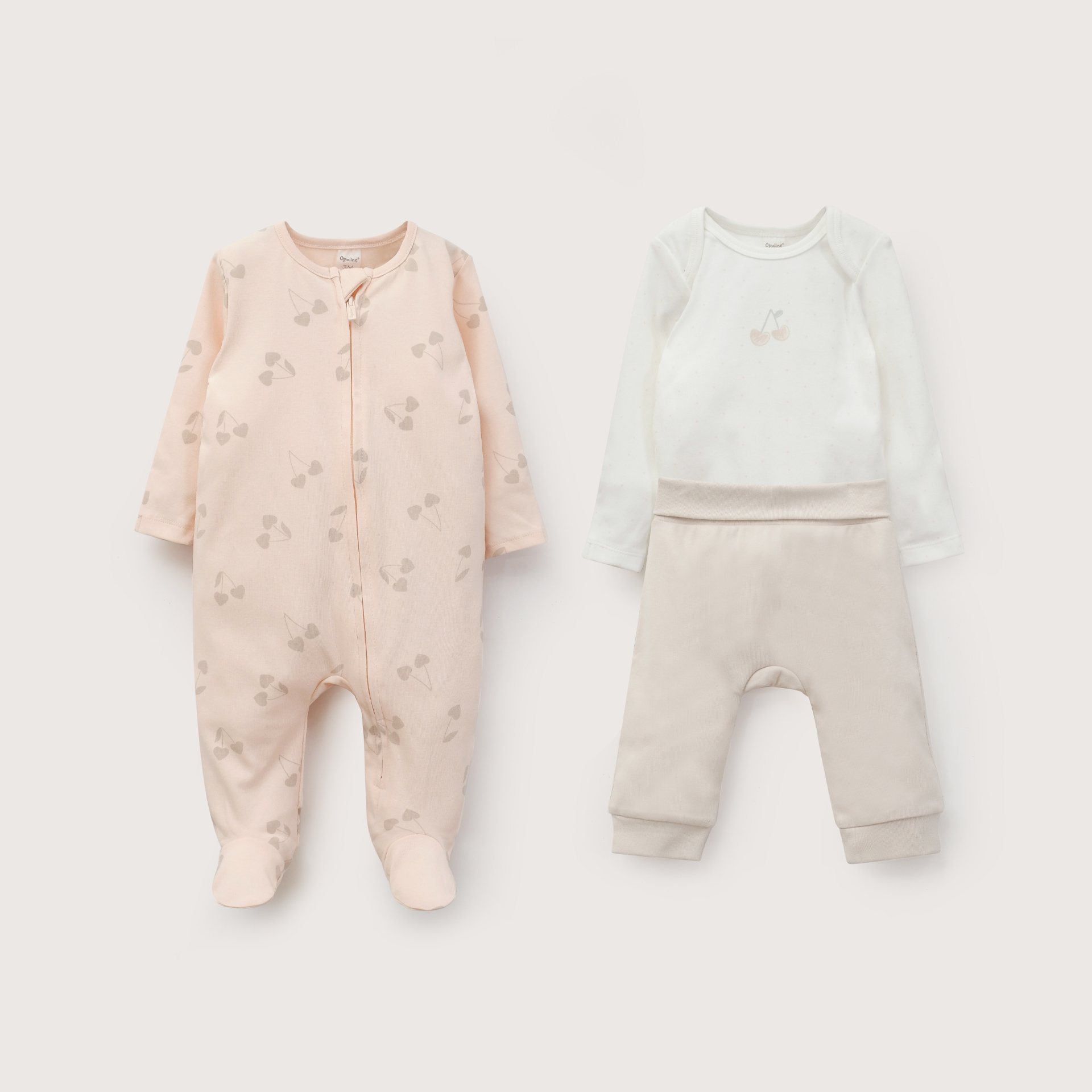 CONJUNTO 3 PIEZAS BEBE NIÑA ROSADO OPALINE - 2