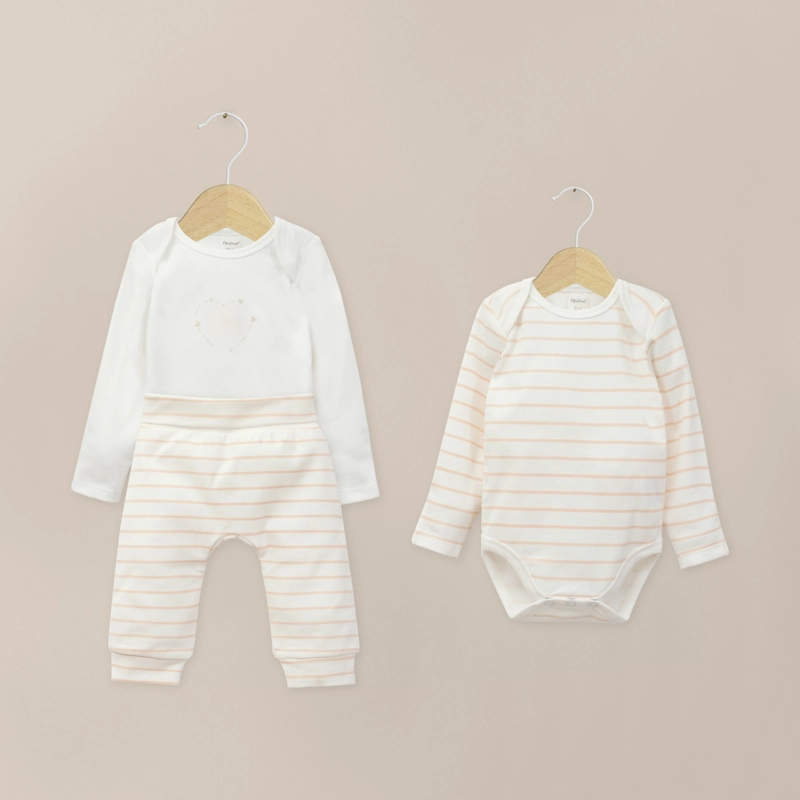 CONJUNTO DE BODIES BEBE NIÑA ROSADO OPALINE - 1