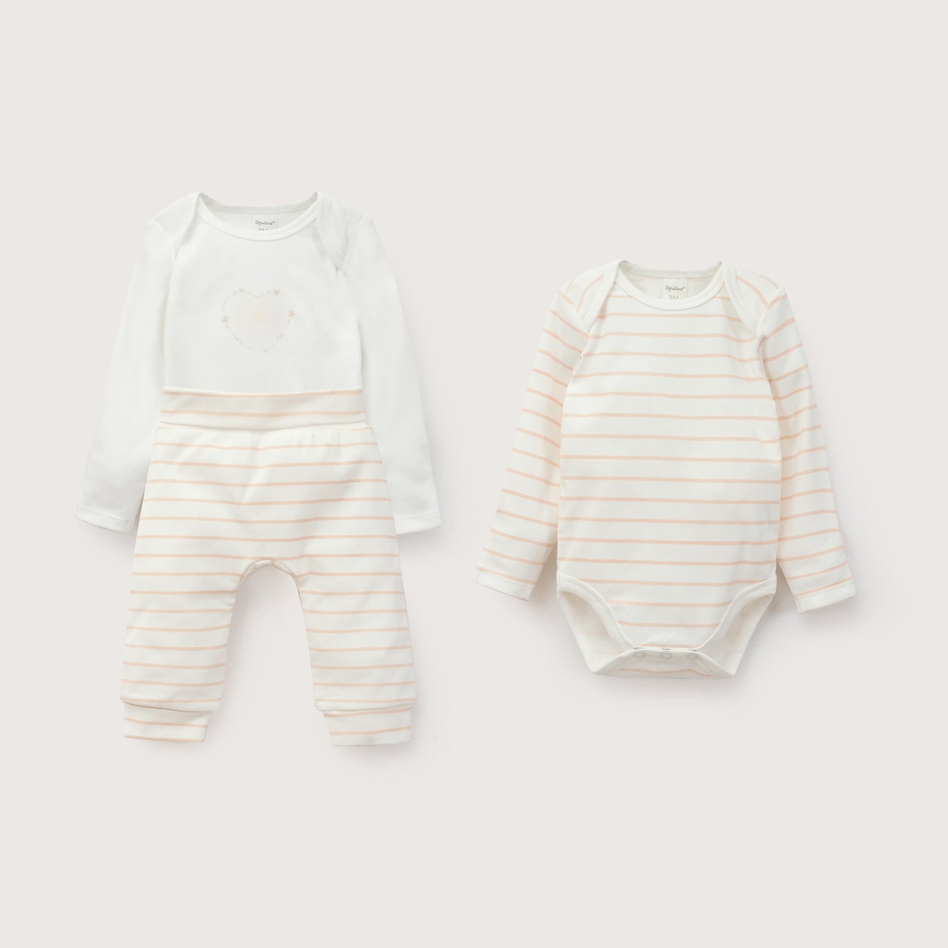 CONJUNTO DE BODIES BEBE NIÑA ROSADO OPALINE - 2