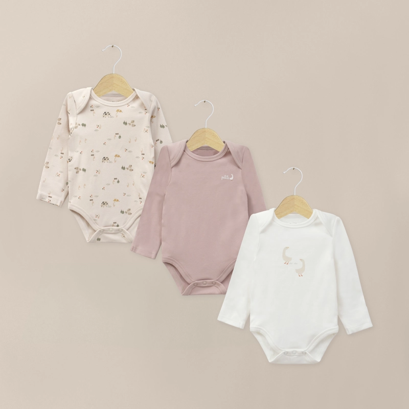 PACK BODIES BEBE NIÑO GANSOS BEIGE OPALINE - 1