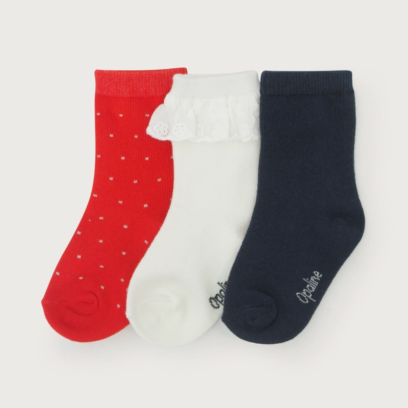 PACK DE 3 CALCETINES CON VUELOS  DE NIÑA OPALINE - 1