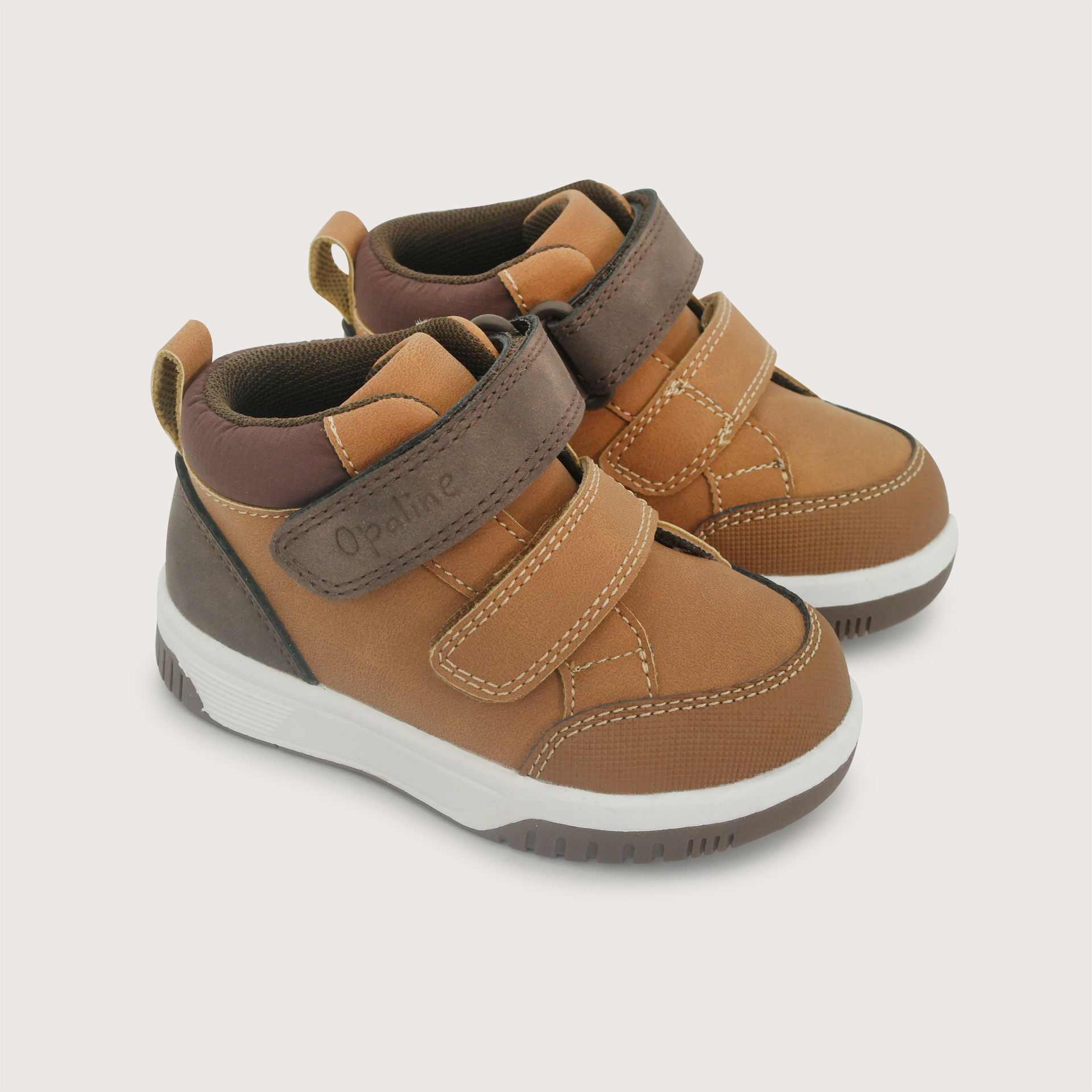 ZAPATILLA ALTA DOBLE VELCRO CAMEL NIÑO OPALINE - 1