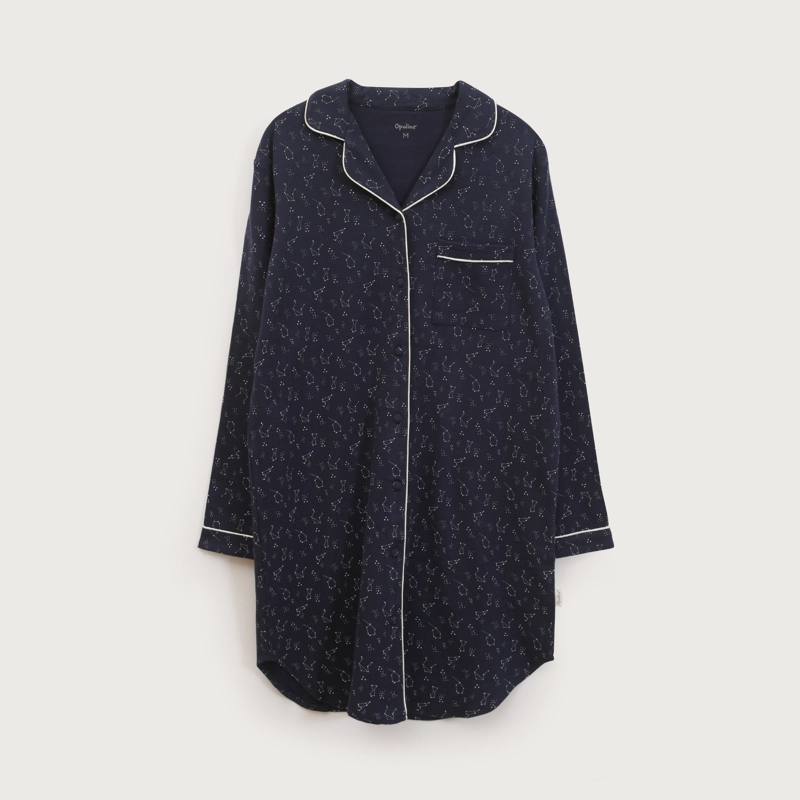 PIJAMA MUJER CAMISON LARGO AZUL OPALINE - 2