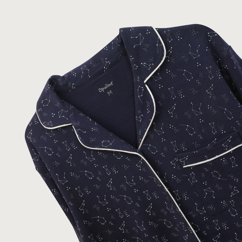 PIJAMA MUJER CAMISON LARGO AZUL OPALINE - 4