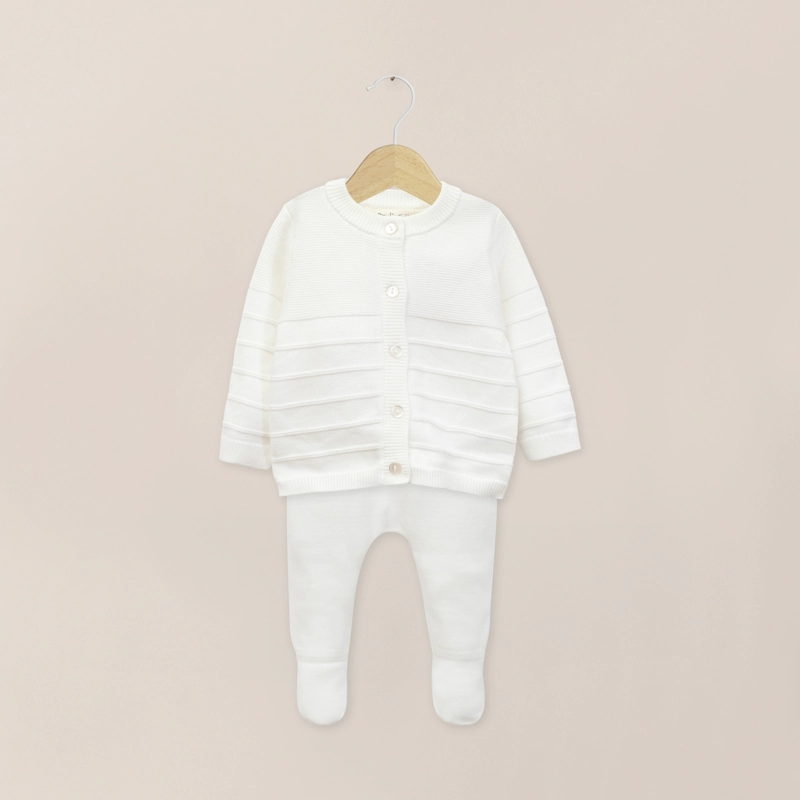 CONJUNTO TEJIDO BEBE UNISEX BLANCO OPALINE - 1