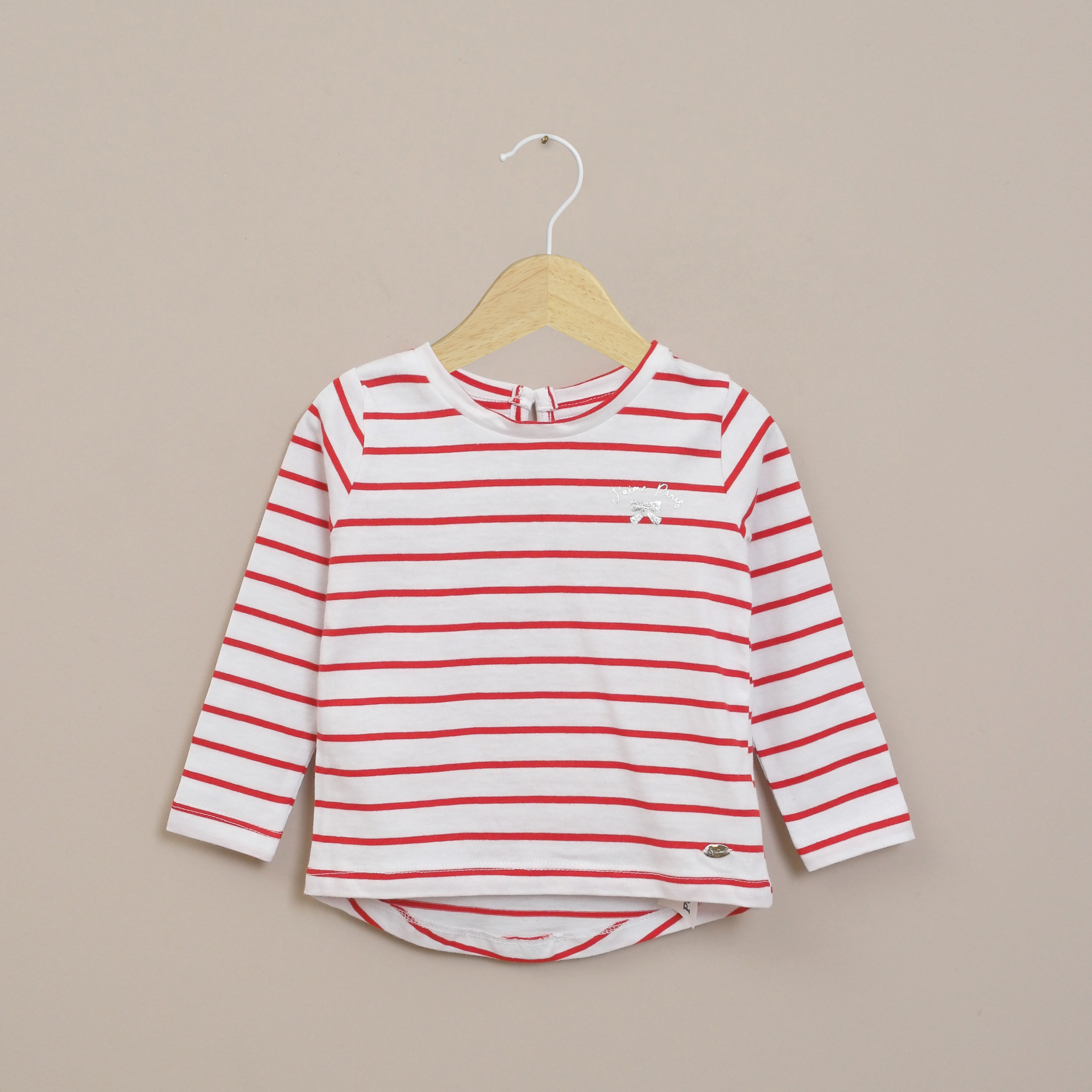 POLERA INFANT BLANCA CON LINEAS ROJAS DE NIÑA OPALINE - 1