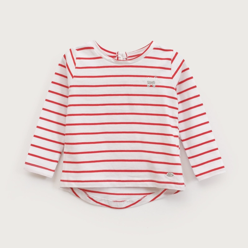 POLERA INFANT BLANCA CON LINEAS ROJAS DE NIÑA OPALINE - 2