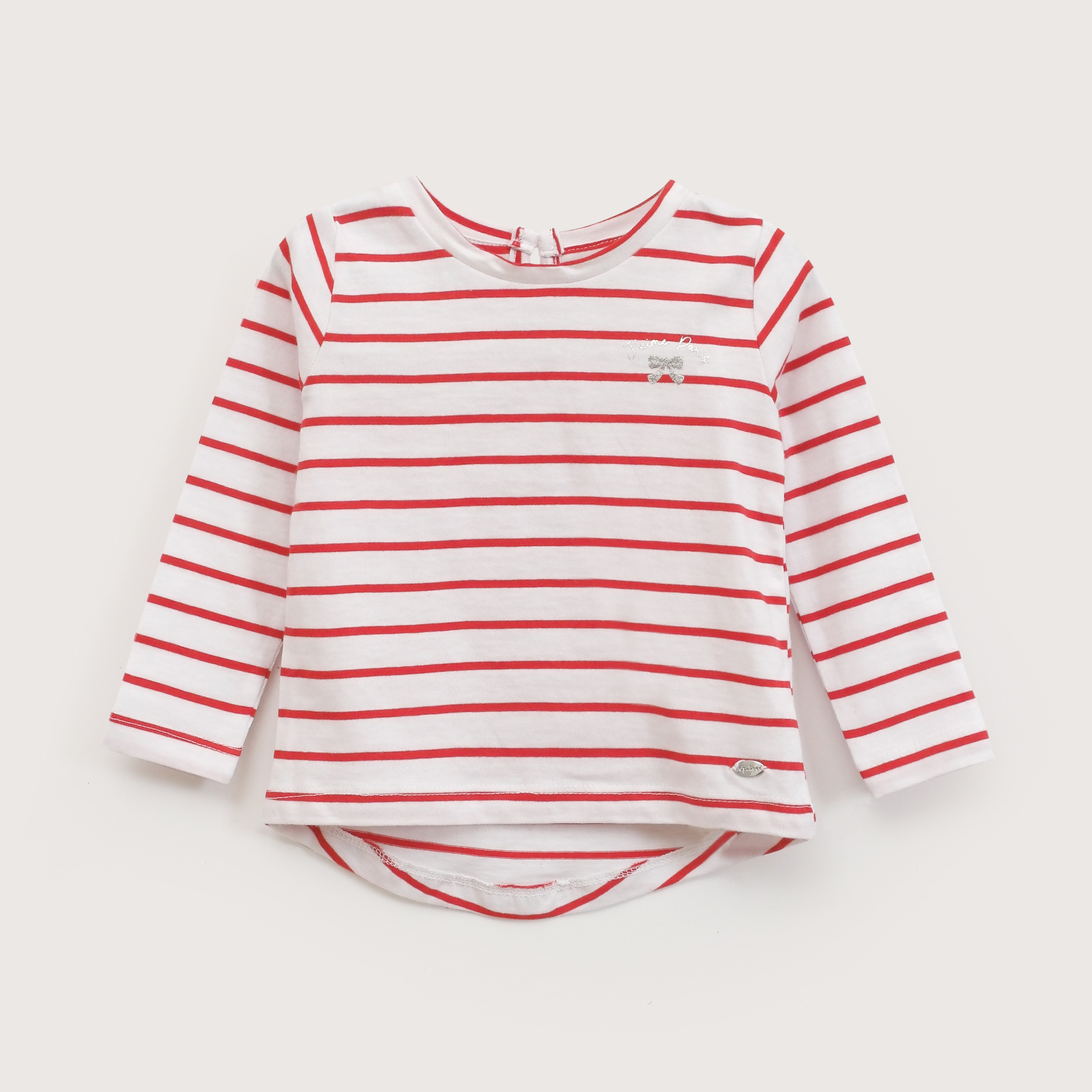 POLERA INFANT BLANCA CON LINEAS ROJAS DE NIÑA OPALINE - 2