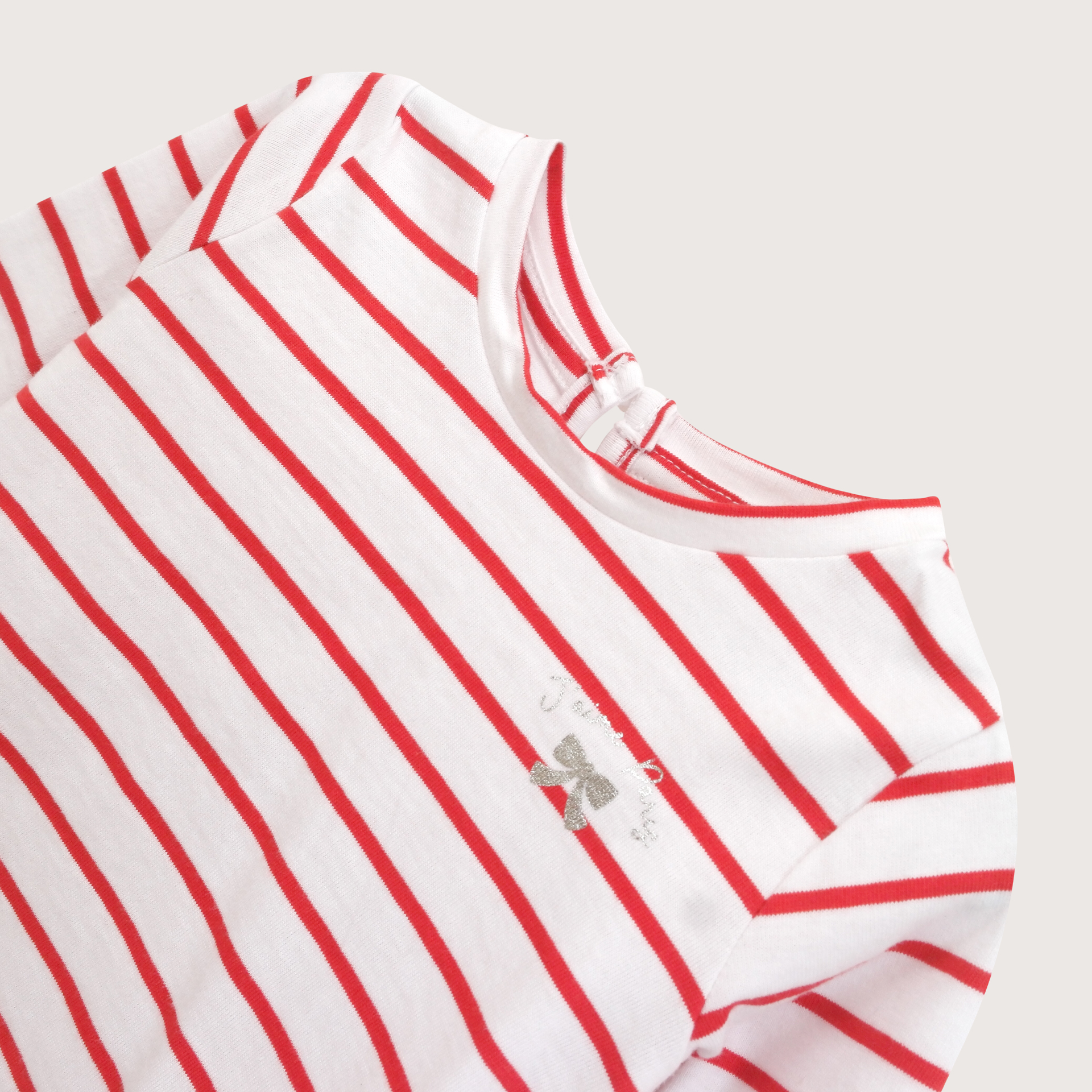 POLERA INFANT BLANCA CON LINEAS ROJAS DE NIÑA OPALINE - 4