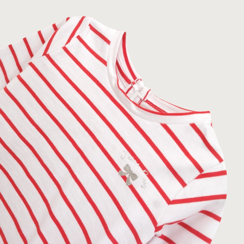 POLERA INFANT BLANCA CON LINEAS ROJAS DE NIÑA OPALINE - 4