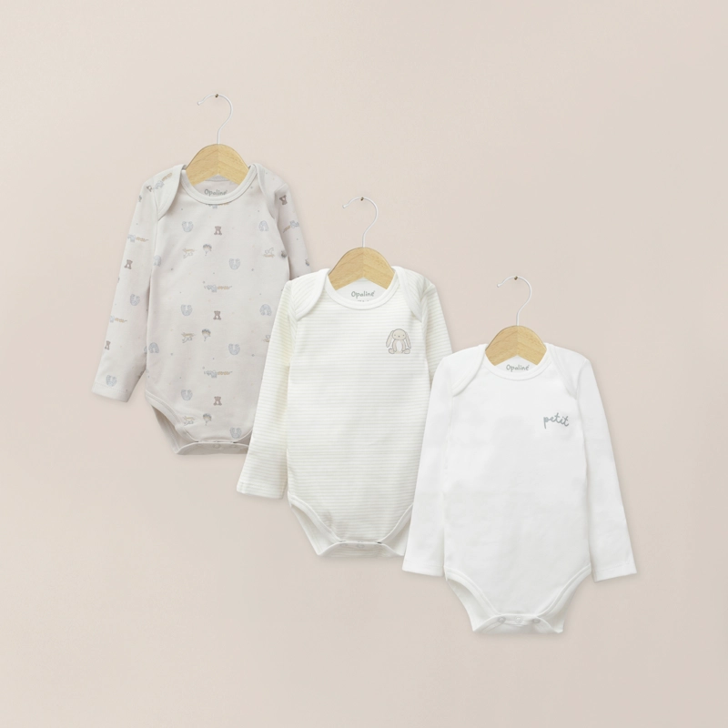 PACK BODIES BEBE NIÑO BEIGE OPALINE - 1