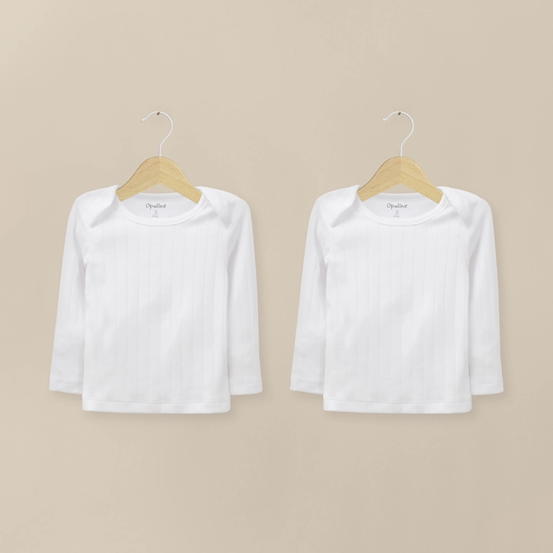 PACK 2 CAMISETA ACANALADA BLANCA BEBE  UNISEX - 1