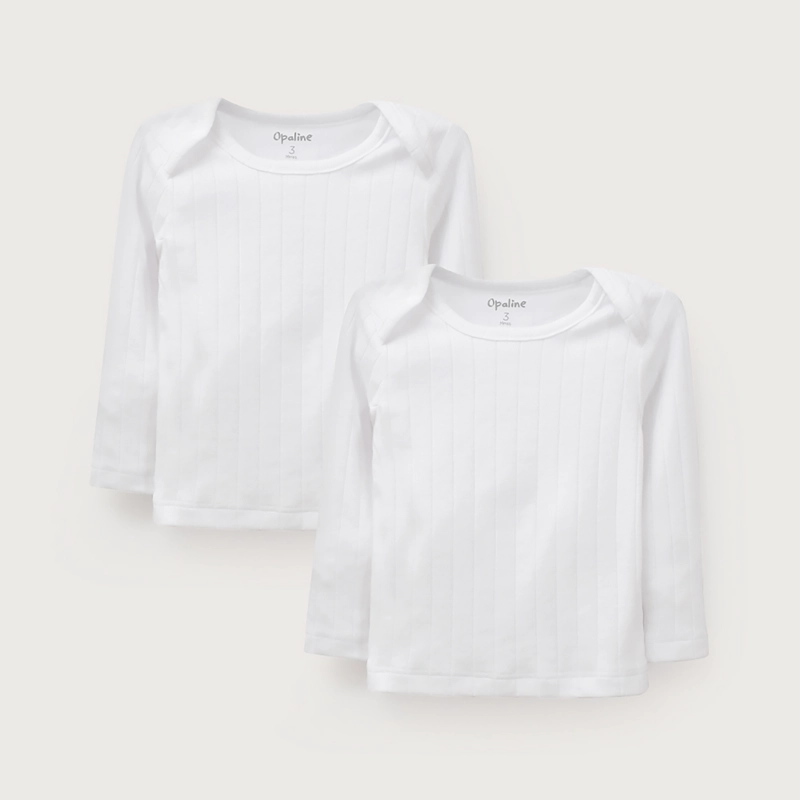 PACK 2 CAMISETA ACANALADA BLANCA BEBE  UNISEX - 2