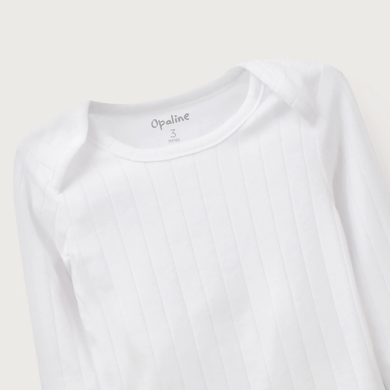 PACK 2 CAMISETA ACANALADA BLANCA BEBE  UNISEX - 4