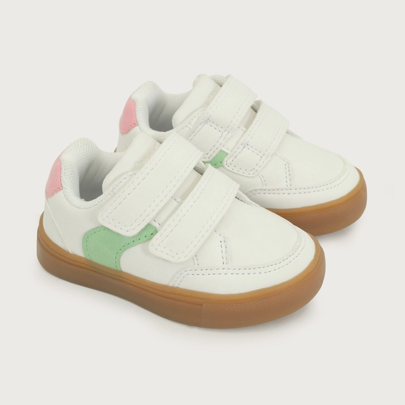 ZAPATILLA BLANCA DE NIÑA CON DETALLES DE COLORES - 1