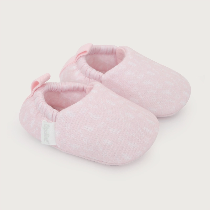 PANTUFLA ROSADA BEBE NIÑA FLORES - 1
