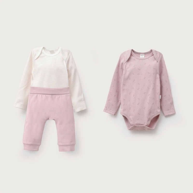 CONJUNTO BODIES + PANTALON ROSA VIEJO BEBE NIÑA - 2