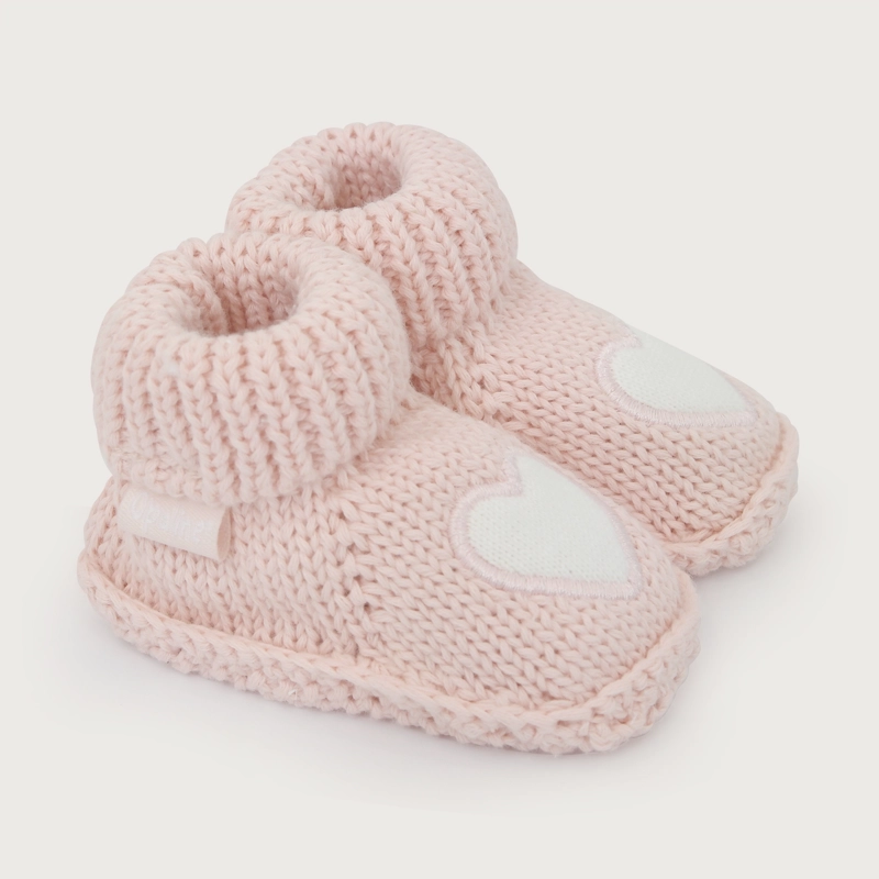 ZAPATO TEJIDO ROSADO BEBE NIÑA CORAZON - 1