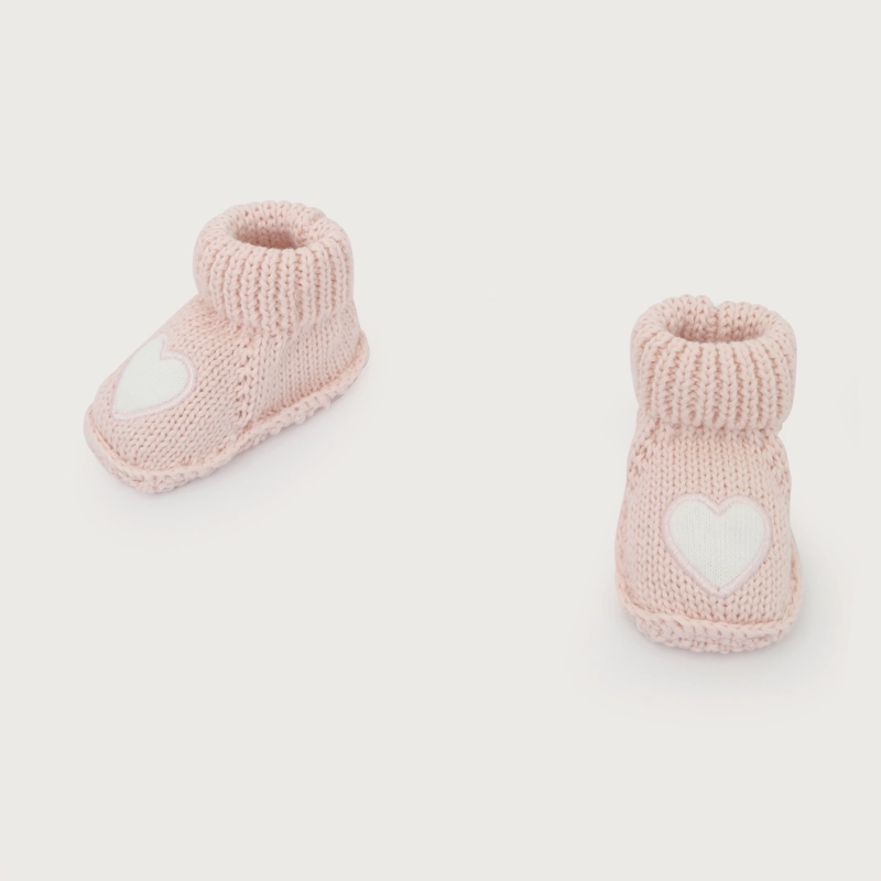 ZAPATO TEJIDO ROSADO BEBE NIÑA CORAZON - 4